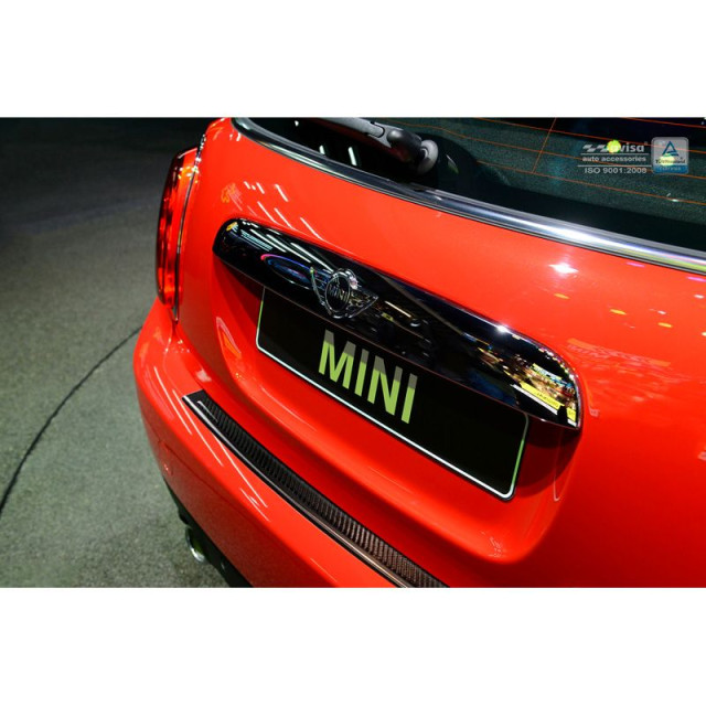 RVS Achterbumperprotector 'Deluxe' passend voor Mini One/Cooper F56 3-deurs 3/2014- Zwart/Zwart Carbon