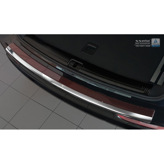 RVS Achterbumperprotector 'Deluxe'  Audi Q5 2008-2016 Chroom/Rood-Zwart Carbon