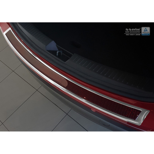 RVS Achterbumperprotector 'Deluxe'  Mazda CX-5 2014- Chroom/Rood-Zwart Carbon