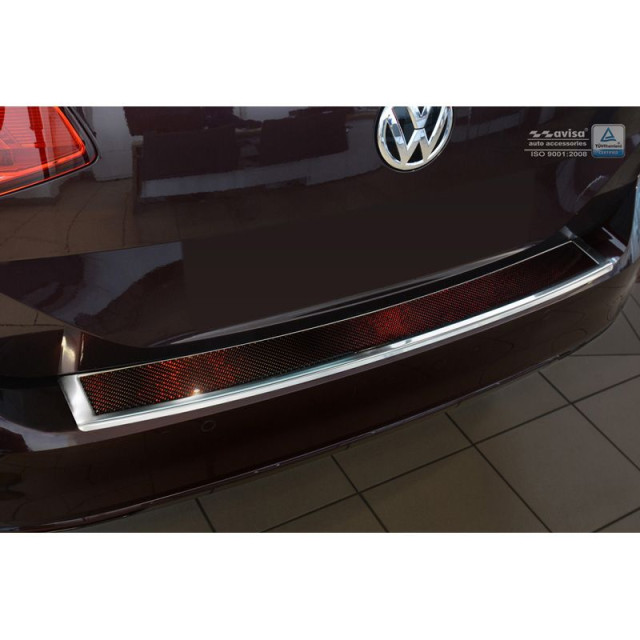 RVS Achterbumperprotector 'Deluxe'  Volkswagen Passat 3G Variant 2014- Chroom/Rood-Zwart Carbon