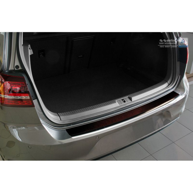 RVS Achterbumperprotector 'Deluxe'  Volkswagen Golf VII HB 3/5-deurs 2012-2019 Chroom/Rood-Zwart Carbon