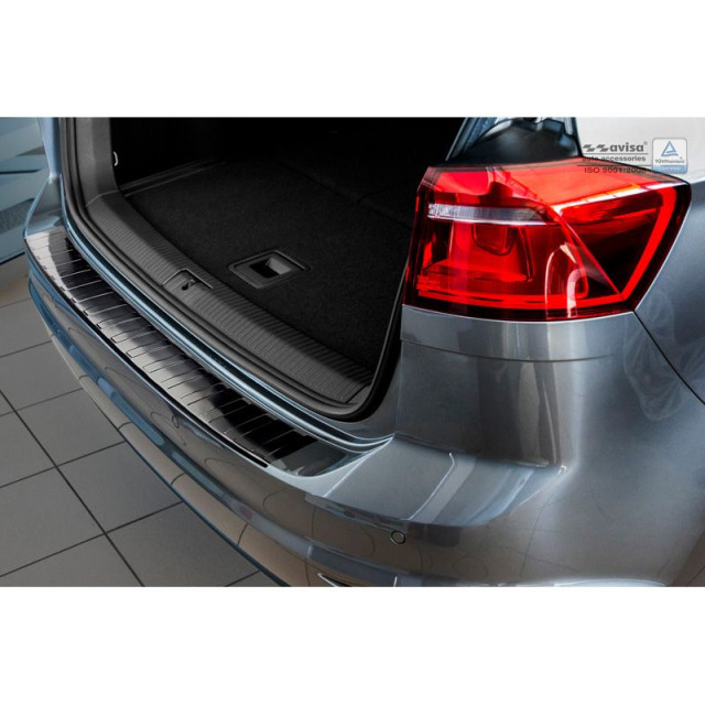 Zwart RVS Achterbumperprotector  Volkswagen Golf VII Sportsvan 2014- 'Ribs'