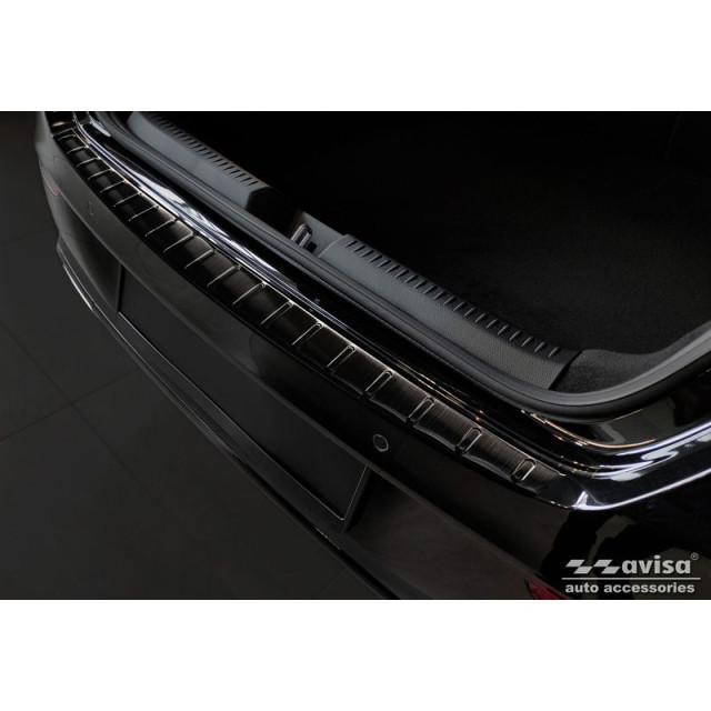 Zwart RVS Achterbumperprotector passend voor Mercedes CLA II (X118) Shooting Brake 2019- 'Ribs'