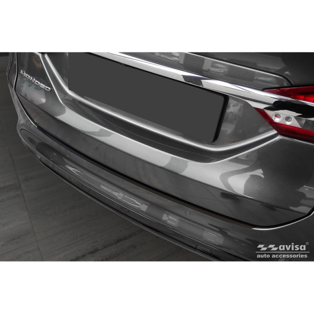 Zwart RVS Achterbumperprotector passend voor Ford Mondeo V Hatchback/Sedan 2014-2019 & FL 2019- 'Ribs'