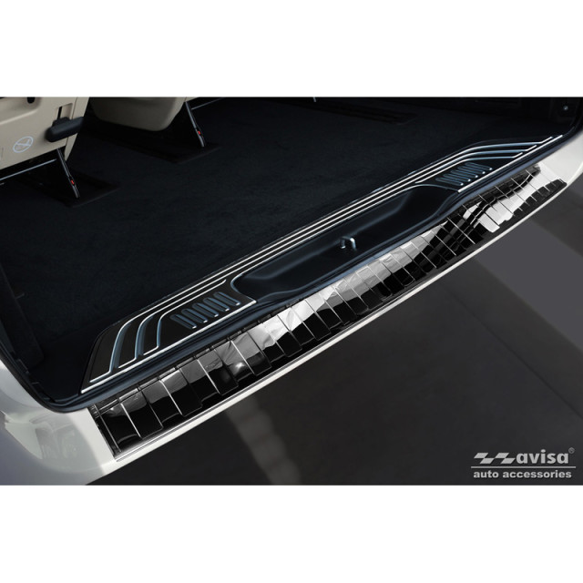 Zwart-Chroom RVS Achterbumperprotector  Mercedes Vito / V-Klasse 2014- 'Ribs' 'XL'