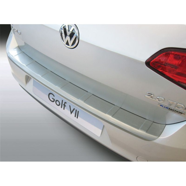 ABS Achterbumper beschermlijst passend voor Volkswagen Golf VII 3/5 deurs 2013-2019 'Ribbed' 'Brushed Alu' Look