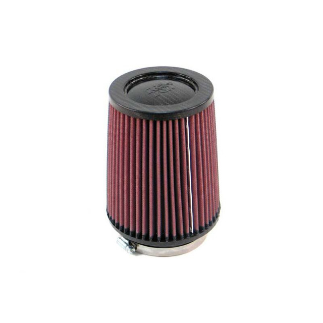 K&N Universeel filter - carbonvezel top - 89mm aansluiting, 140mm bodem, 114mm top, 165mm hoogte (RP-4630)