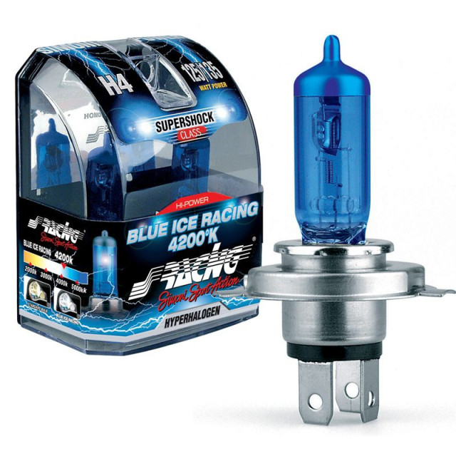 Simoni Racing Halogeen Lampen 'Blue Ice Racing' H13 (4200K) 12V/60-55W, set à 2 stuks ECE-R37