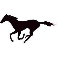 Sticker Galloping Horse - zwart - 22x10.5cm