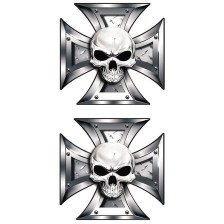 Stickerset Skull+BlackEyes in IronCross - 2x 8x8cm