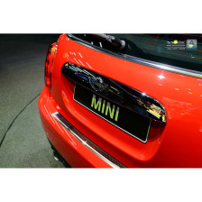 RVS Achterbumperprotector 'Deluxe' passend voor Mini One/Cooper F56 3-deurs 3/2014- Chroom/Rood-Zwart Carbon