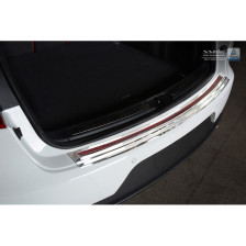 RVS Achterbumperprotector 'Deluxe'  Porsche Macan 2014- Chroom/Rood-Zwart Carbon