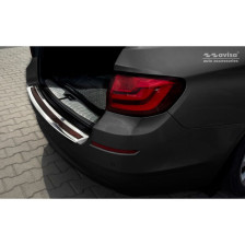 RVS Achterbumperprotector 'Deluxe'  BMW 5-Serie F11 Touring 2010-2016 Chroom/Rood-Zwart Carbon