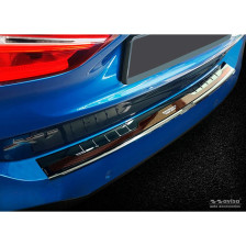 RVS Achterbumperprotector 'Deluxe'  BMW X1 F48 2015- 'Performance' Zwart/Rood-Zwart Carbon