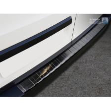 Zwart RVS Achterbumperprotector passend voor Volkswagen Crafter & MAN TGE 2017- 'Ribs' 