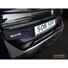 Zwart RVS Achterbumperprotector  Peugeot 508 II SW 2019- 'Ribs'
