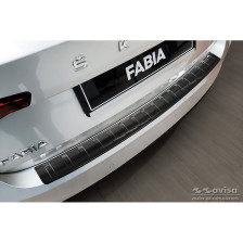 Zwart RVS Achterbumperprotector passend voor Skoda Fabia IV Hatchback 2021- 'Ribs'
