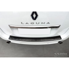 Zwart RVS Achterbumperprotector passend voor Renault Laguna III Grandtour 2007-2015 'Ribs'