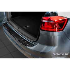 Echt 3D Carbon Achterbumperprotector passend voor Volkswagen Golf Sportsvan 2014-2017 & FL 2017- 'Ribs'