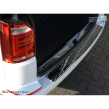 Zwart-Chroom RVS Achterbumperprotector  Volkswagen Transporter T6 2015- & FL 2019- (met achterklep) 'Ribs'