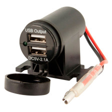 USB adapter - 2 poorten 5V-2.1A - op-/onderbouw - 12V - zwart