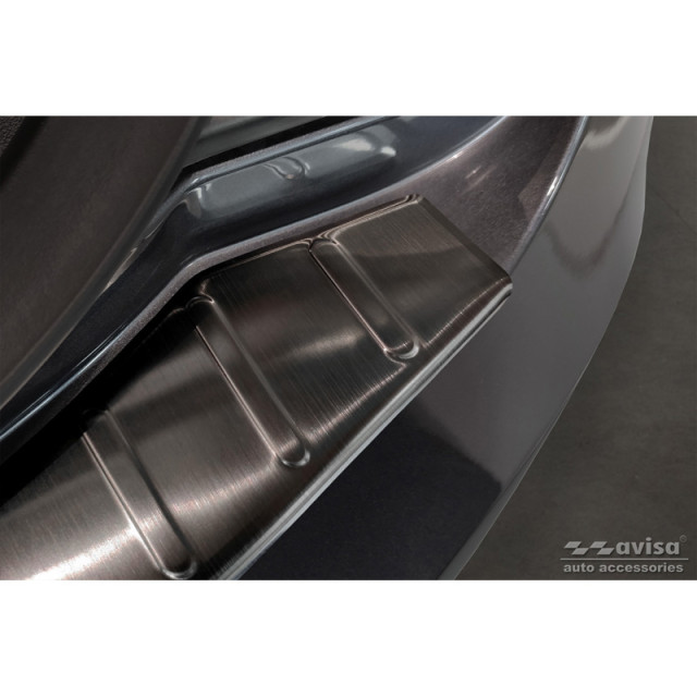 Zwart RVS Achterbumperprotector passend voor Tesla Model S 2012- 'Ribs'