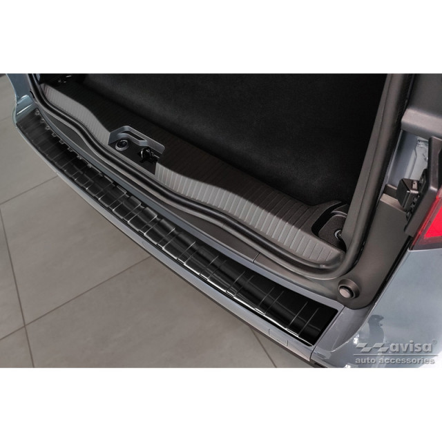 Zwart RVS Achterbumperprotector passend voor Mercedes Citan (W420) Box/Tourer 2021- 'Ribs'