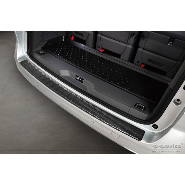 Zwart RVS Achterbumperprotector passend voor Volkswagen Multivan T7 2021- 'Ribs'