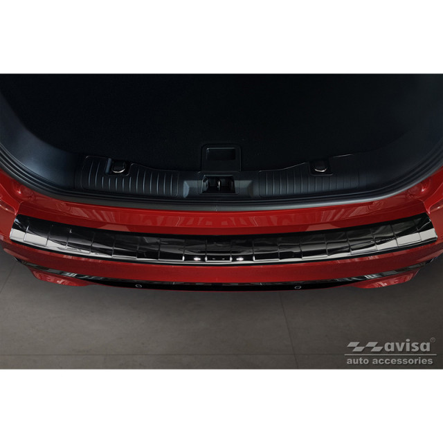 Zwart-Chroom RVS Achterbumperprotector passend voor Ford Kuga III ST-Line/Hybrid/Vignale 2019-  'Ribs'