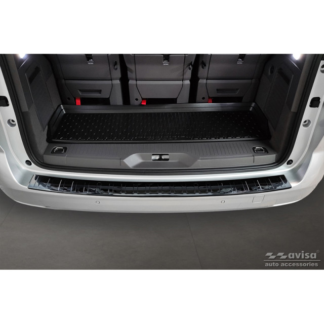 Zwart-Chroom RVS Achterbumperprotector passend voor Volkswagen Multivan T7 2021- 'Ribs'